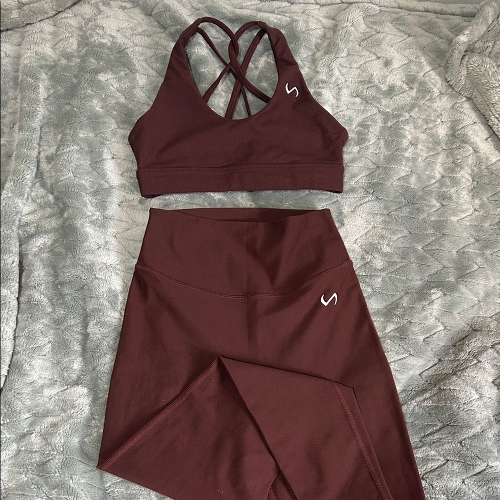 DARK BROWN Sports Bra and Leggings Set